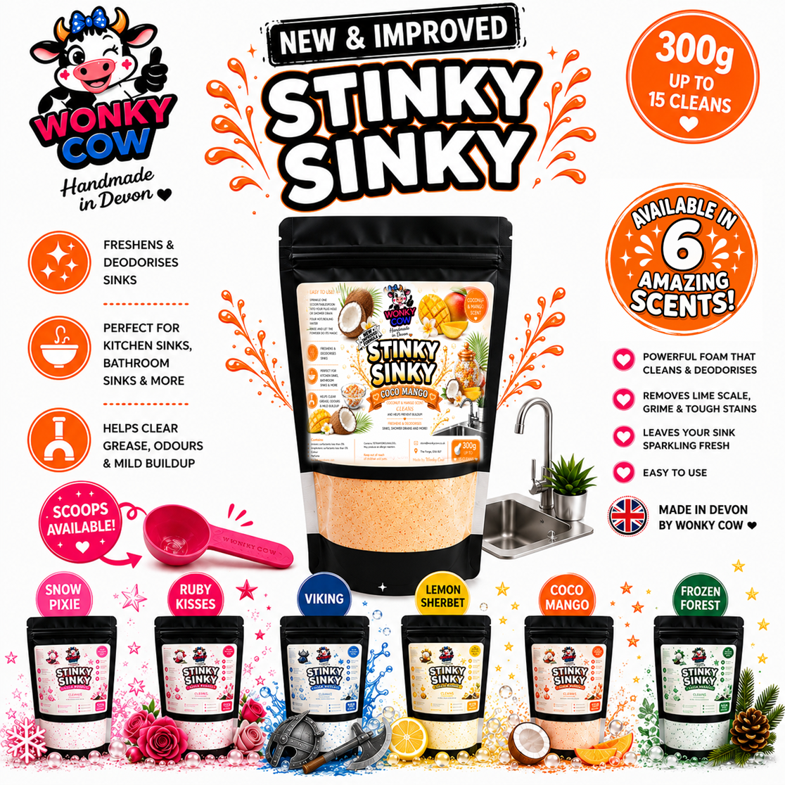 NEW LARGER Stinky Sinky™ Sink Freshener 300g Pouch