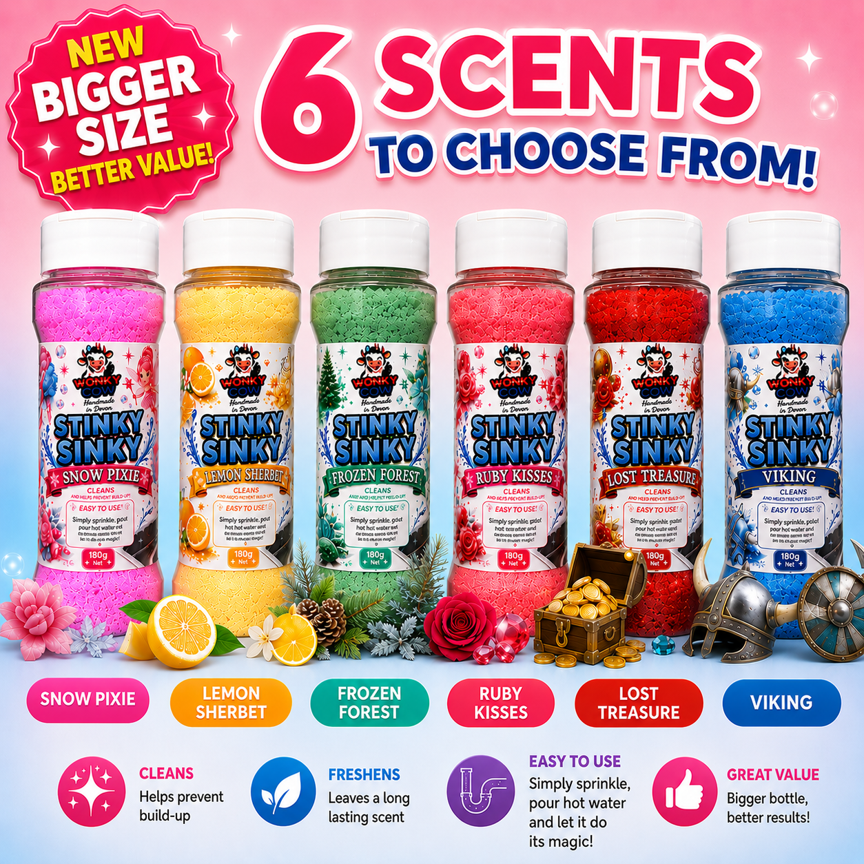 ** BIGGER SIZE BETTER VALUE **  Stinky Sinky™ Sink Freshener 180g