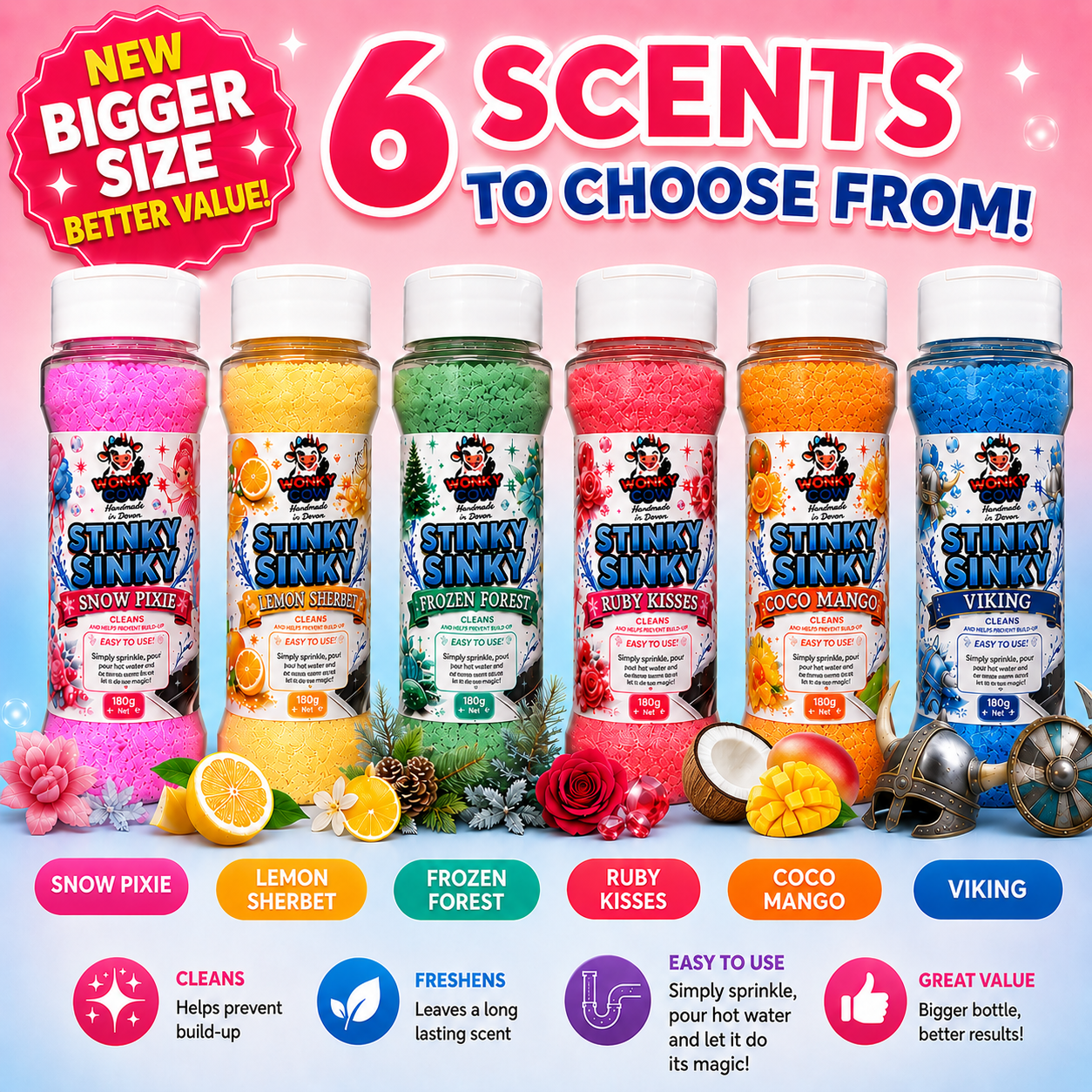 180g Stinky Sinky™ Sink Freshener Shaker Bottles